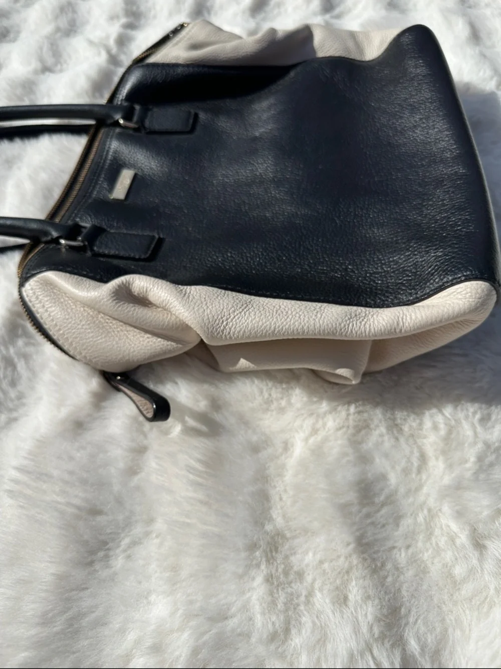Kate Spade Ollie magnolia satchel tote leather black and white